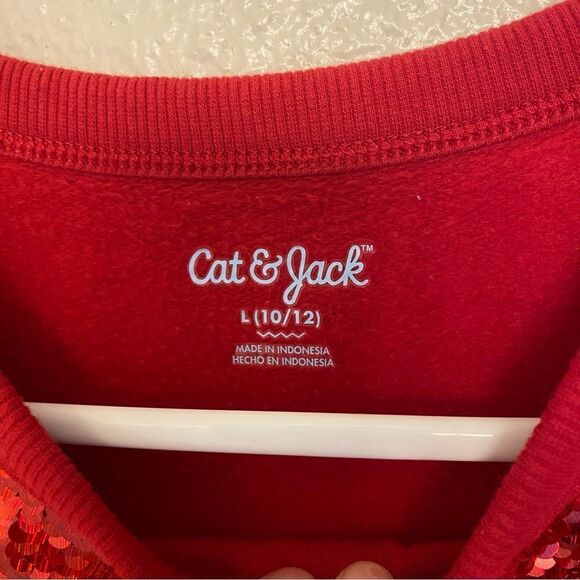 Cat & Jack Red reversible Sequin Sweatshirt Christmas Valentine’s Day L 10/12 - Picture 5 of 7